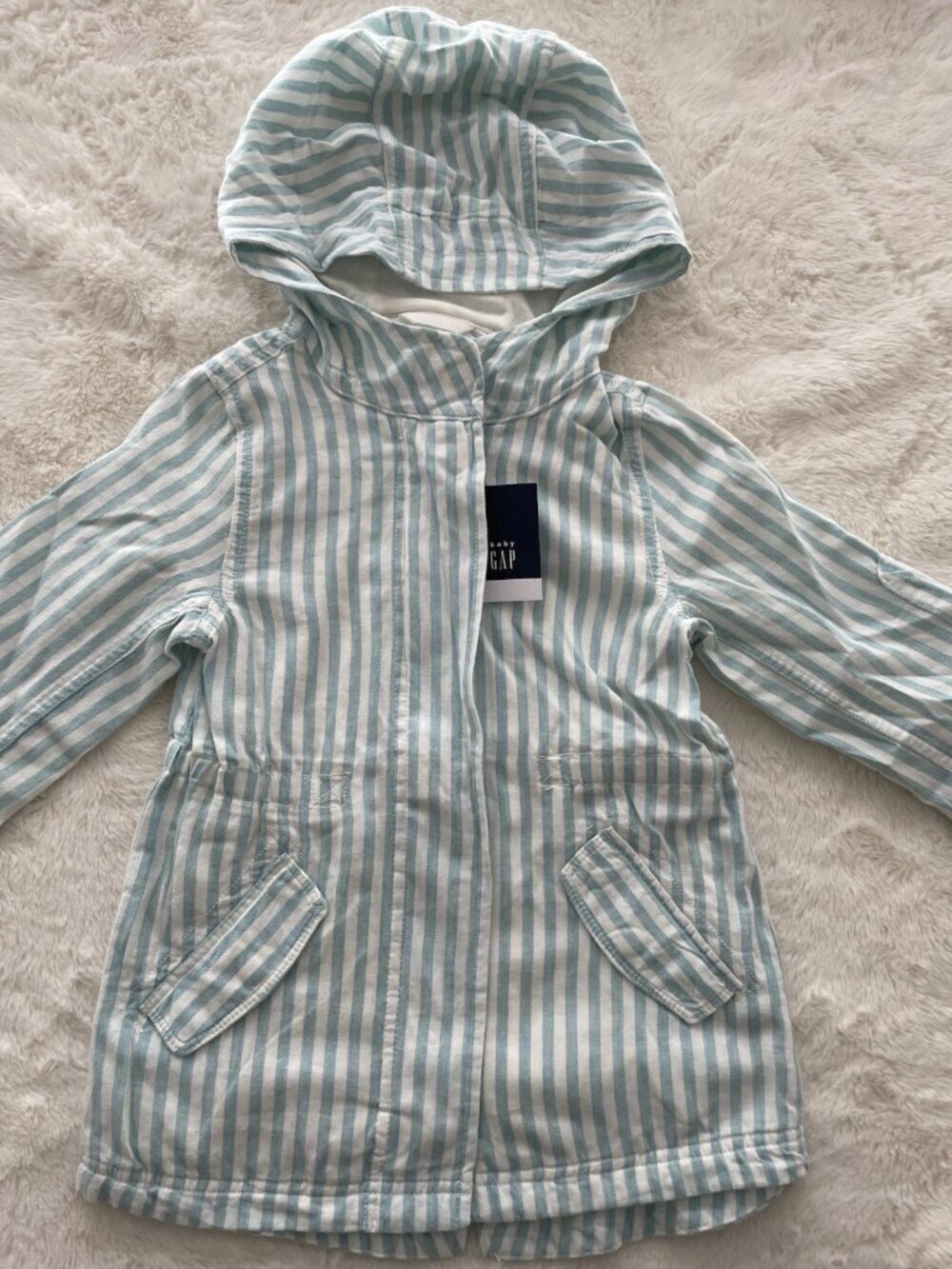 SALE! NWT GAP Kids Hooded Jacket Light Blue Stripes Size 5T